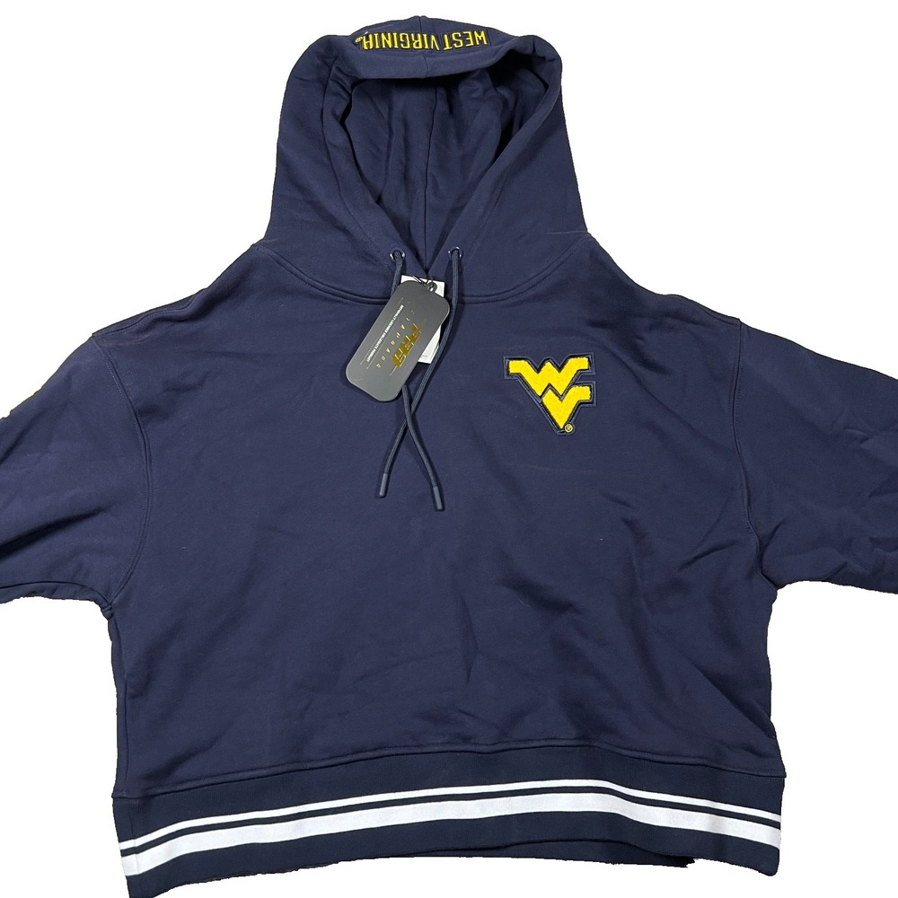 Pro Standard Womens Medium Blue‎ West Virginia Mountaineers Cropped Hoodie NWT